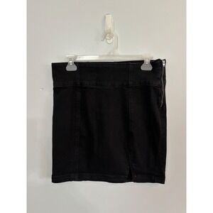 SO Mini Skirt Black Denim Size 13/31W Side‎ Zip Detail Women's